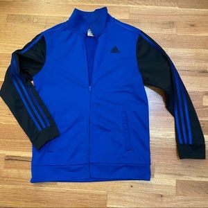 Adidas Boys 3 Stripe Jacket, Blue/Black,                     SizeL (14/16)